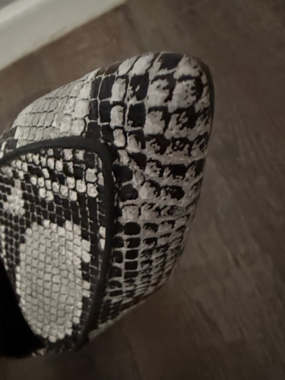 Lulu's Black & White Snake-Print Pointed Toe Flats - Picture 3 of 3
